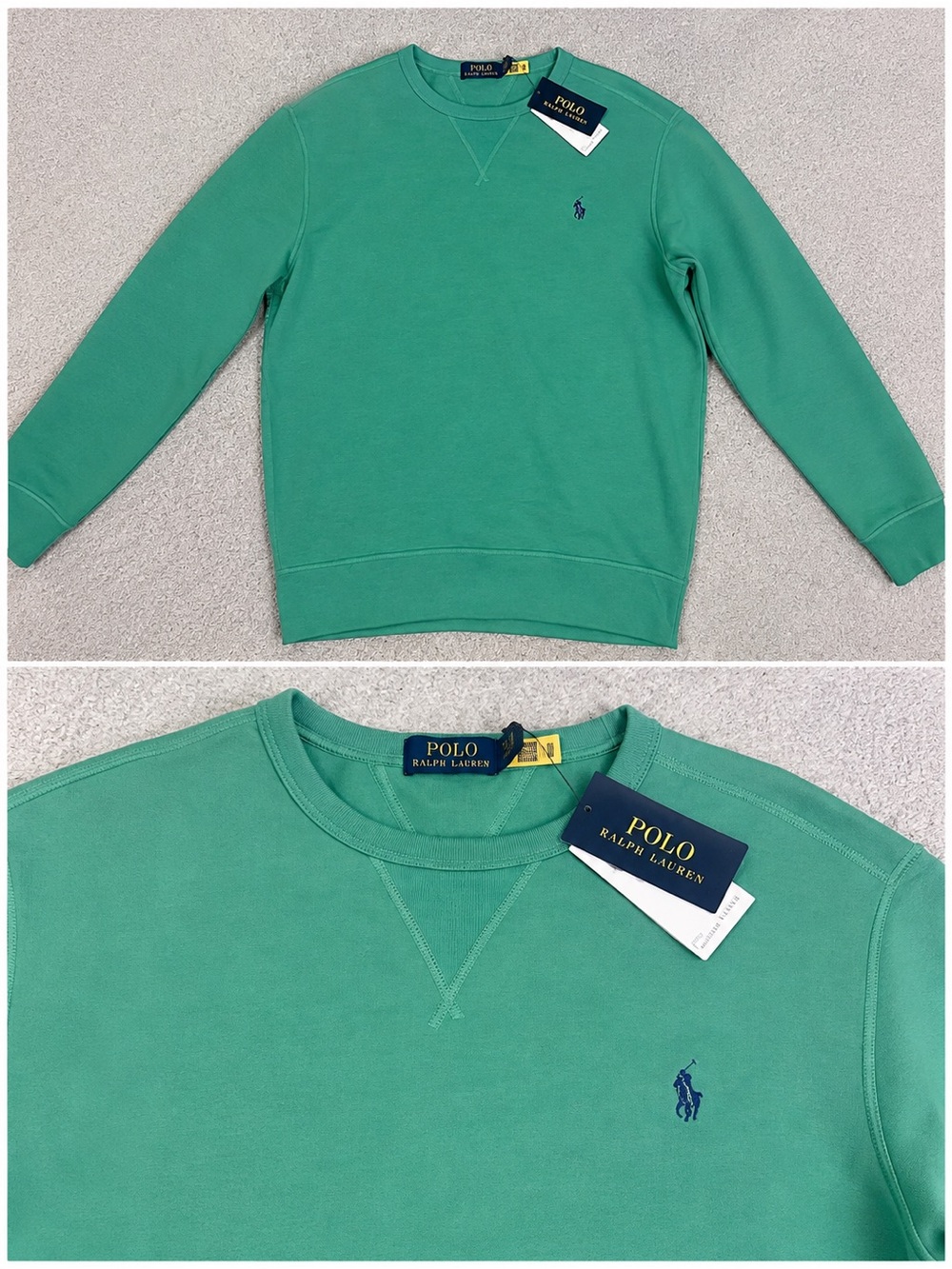 green with blue logo polo ralph lauren crewneck sweater